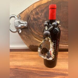 COASTAL oyster SEASHELL THANKSGIVING Turkey gold WINE BOTTLE CHARM